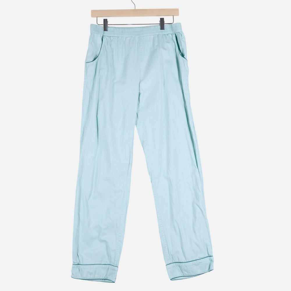LAKE Pajamas Womens Medium Mint Green 100% Cotton Piped Lounge Pants